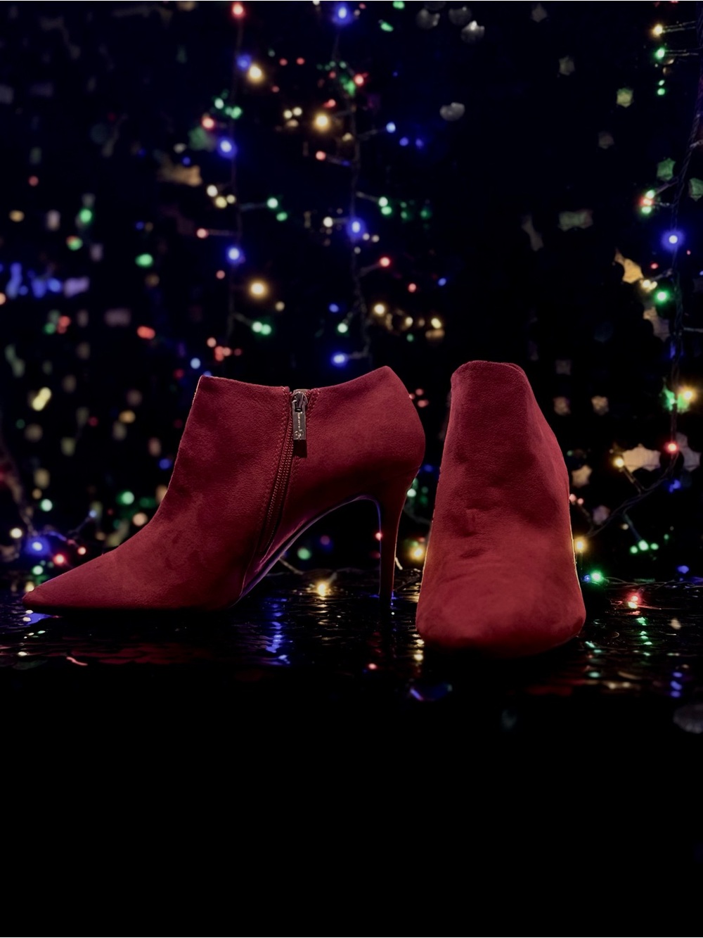 Jessica Simpson Red Suede Pointed Toe Stiletto Ankle Boots